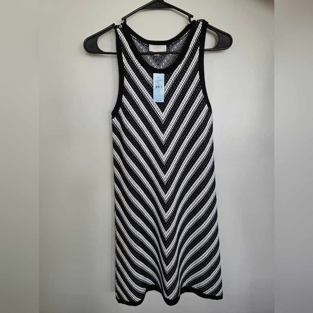 XXSP LOFT Black & White Chevron Midi Tank Dress